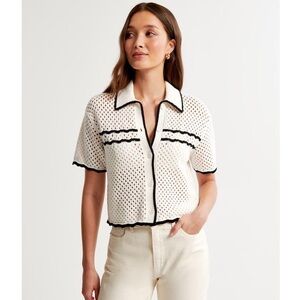 Abercrombie & Fitch Crochet Buttoned Polo